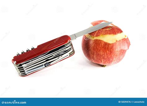 Pocket Knife And Partially Peeled Apple Stock Photo Image Of Fruit