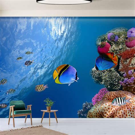 Custom Wall Mural Of Tropical Fishes In Colorful Coral Reef