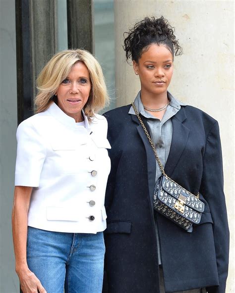 French president emmanuel macron and his wife brigitte macron await the arrival of ukrainian president volodymyr zelensky and his wife olena zelenska (both not pictured in the photo) for a meeting at the presidential elysee palace in paris, france, april 16, 2021. House friend Rihanna visited French President Emmanuel ...