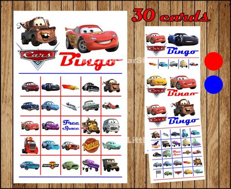 Cars Bingo 30 Cards Printable Cars Bingo Game Disney Cars