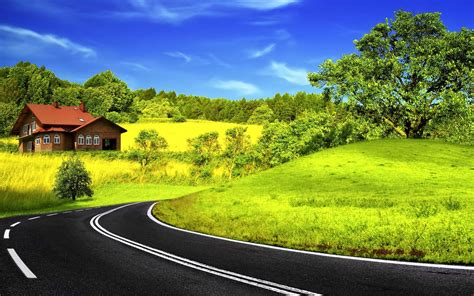 Free Photo Green Village Road Green Light Nature Free Download