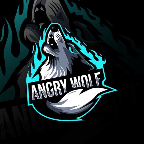 Angry Wolf Mascot Logo Esport Design Premium Vector
