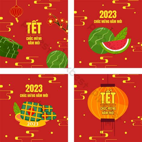 토끼 소셜 미디어 광고의 봄 축제 새해 수박 만두 등불 상서로운 구름 베트남 2023 Psd 무료 다운로드 Pikbest