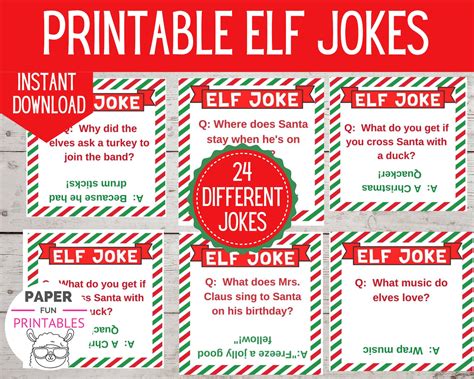 24 Printable Elf Jokes Printable Elf Props Elf Notes Diy Etsy