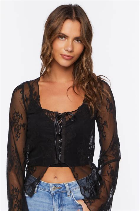 Sheer Lace Up Top