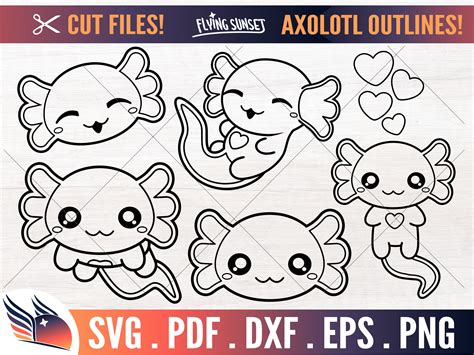 Axolotl Outline Svg Cute Axolotl Png Axolotl Coloring Page Etsy Denmark