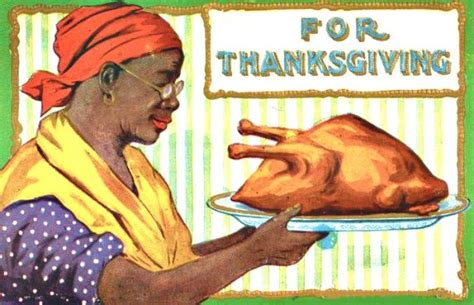 Vintage Thanksgiving African American Woman With Turkey Postcard