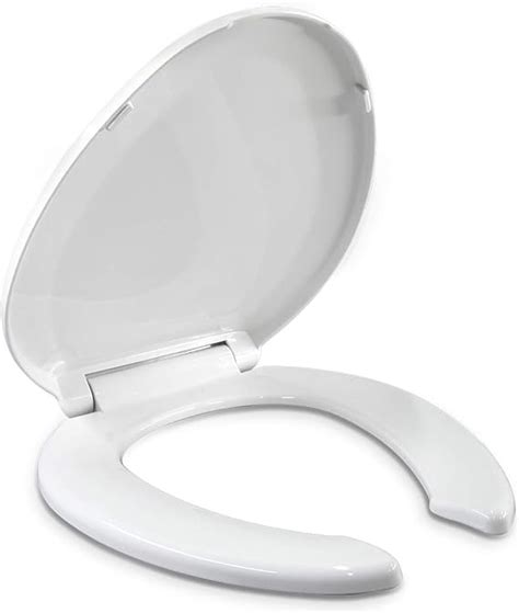 Open Front Toilet Seat With Cover Plastic Elongated White