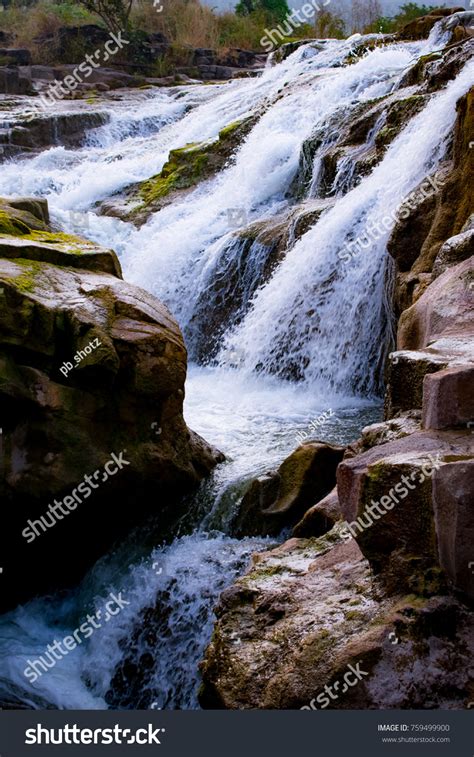 Beautiful Wallpaper Vertical Waterfall Forest Baneshwar Stock Photo