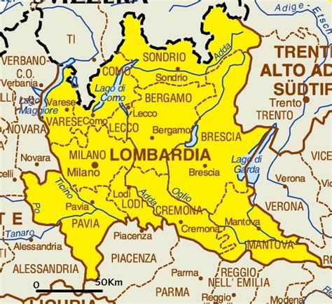 Mapa De Lombardía Italia Northern Region Northern Italy Rocky Brescia Bergamo Reggio Lisa