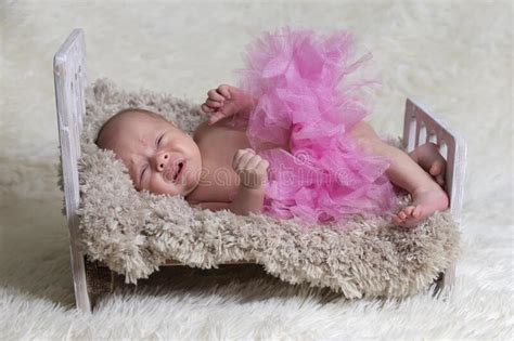 Newborn Baby Crying In The Crib Stock Photo Image Of Indoors