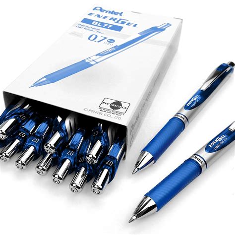 Pentel Energel Xm Retractable Gel Pen With 07 Mm Tip Blue Pack Of 12