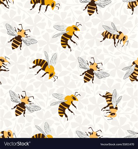 Honey Bee Seamless Pattern Background Royalty Free Vector