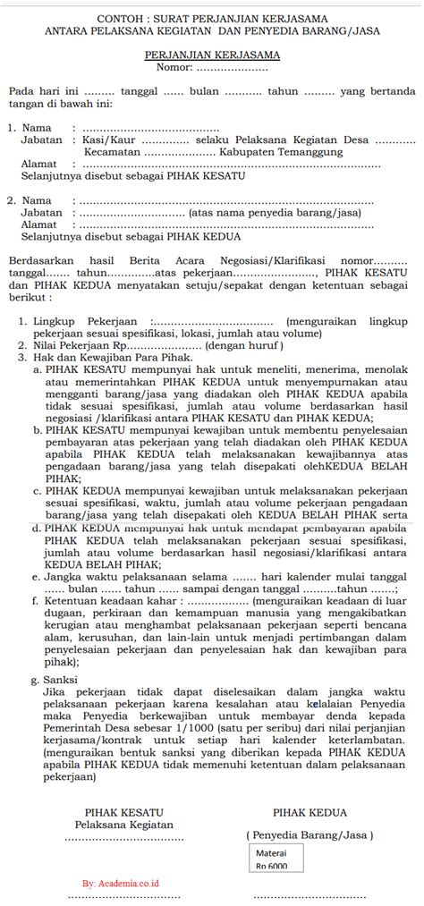 Contoh Mou Kerjasama Dan Template Surat Mou Download