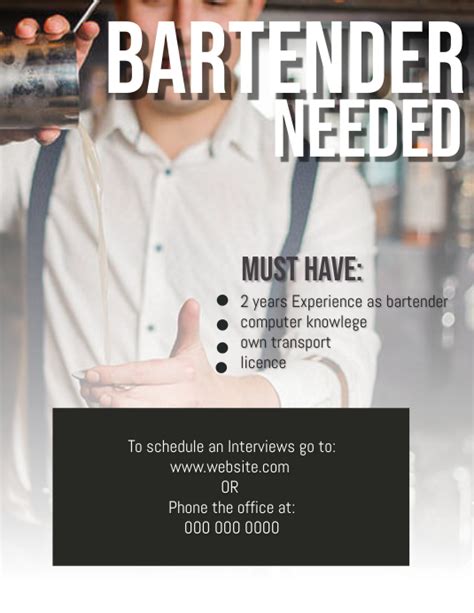 Copy Of Bartender Wanted Flyer Template Postermywall