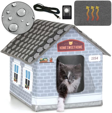 Petyella Heated Cat Houses For Outdoor Cats In Winter Heated Outdoor