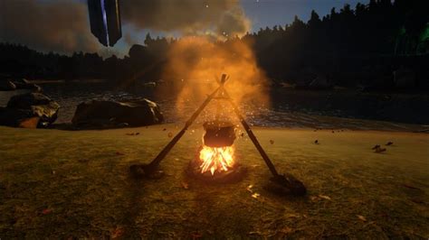 Once you drop in, your character's hunger and thirst meters will begin to slowly as long as you start gathering resources straight away, it shouldn't take more than a few minutes to unlock the campfire. Ark Campfire - Papirio