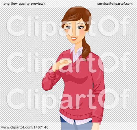 Clipart Of A Female Teacher Introducing Herself Royalty Free Vector