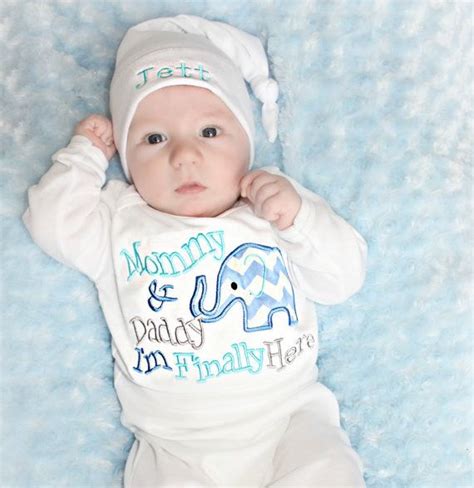 Bringing a baby home is a life changing event. Newborn Boy Take Home Hospital Outfit Elephant Baby by ...