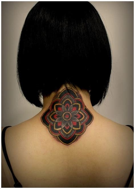 Phenomenon Small Asian Flower Girl Tattoo On Upper Back Neck Goluputtar