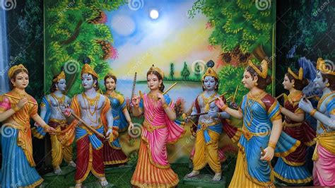 Krishna Leelalord Shree Krishna Playing Ras With Radhaji And Other