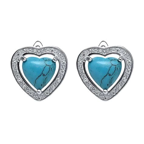 Beautiful Sterling Silver 4mm Simulated Turquoise Heart Shaped Stud