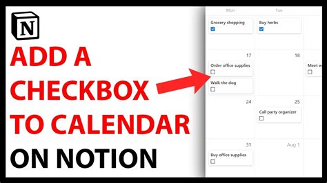How To Add A Checkbox To Calendar In Notion Youtube