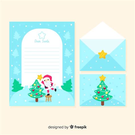 Diseño De Sobre Y Carta De Navidad En Estilo Dibujo A Mano Vector Gratis