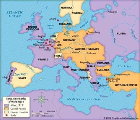 This Is A Map Showing Some Major Battles During World War 1 World