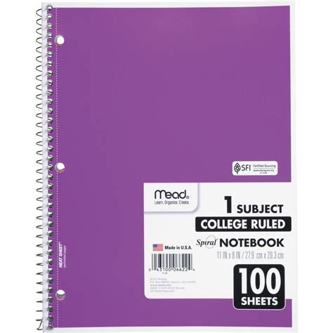 Mead One Subject Spiral Notebook Notebooks Acco Brands Corporation