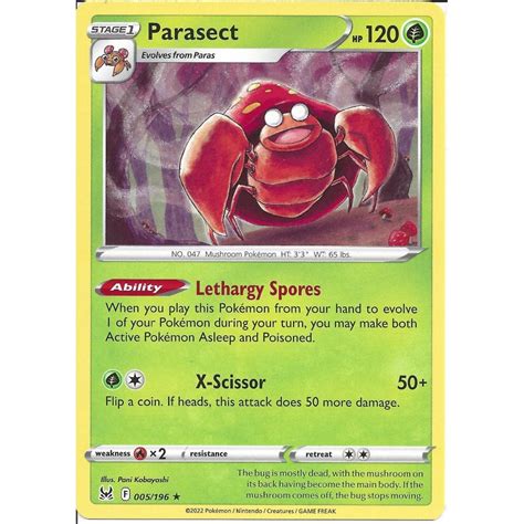 Pokemon Trading Card Game 005196 Parasect Rare Card Swsh 11 Lost