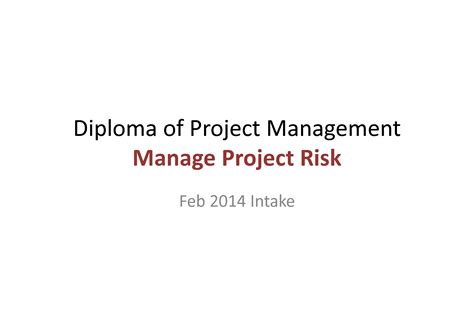 Solution 6 Manage Project Risk Diploma Of Project Management Studypool