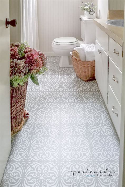 Had to cut in around edges with a brush, then rolled the rest. How to Paint a Vinyl or Linoleum Floor the Right Way | Postcards from the Ridge