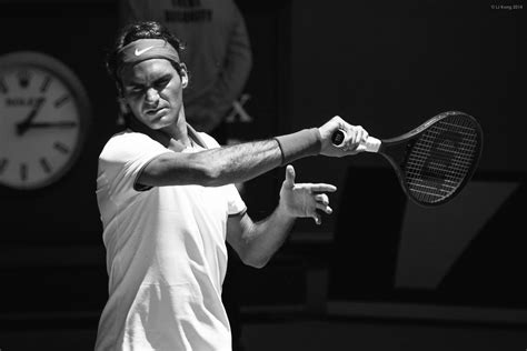 Roger Federer Black And White 1st Round Match Australian