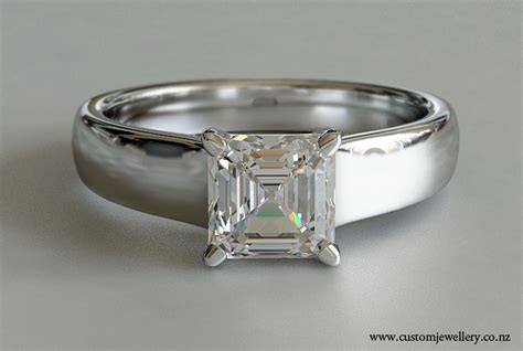 The solitaire engagement ring has come a long way from the days of the single round diamond on a plain domed shank. Asscher Diamond Solitaire Engagement Ring New Zealand