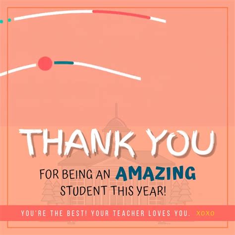 Copy Of Thank You Teacher To Student Instagram Video Postermywall