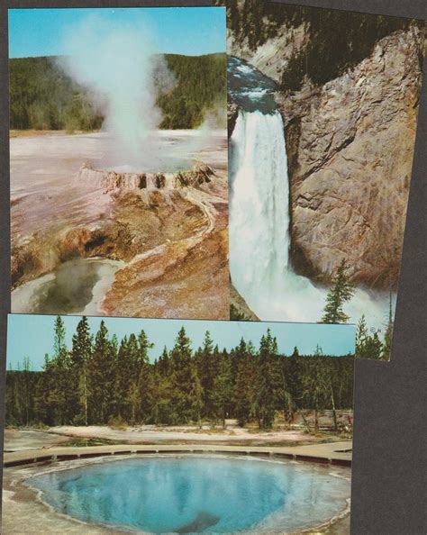 Postcards Yellowstone National Park Geysers Waterfalls Rocky Mountains
