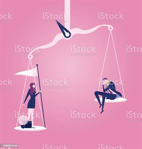 Businessman And Businesswoman On Scales Business Gender Equality Vector