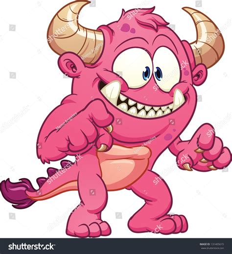 Cute Cartoon Pink Monster Vector Clip Stock Vector 131405615 Shutterstock
