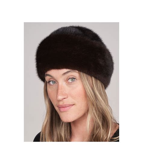 Susan Mink Fur Roller Hat In Mahogany
