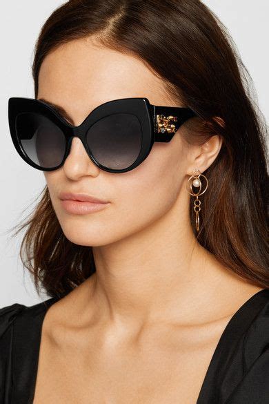 Dolce And Gabbana Crystal Embellished Cat Eye Acetate Sunglasses Net