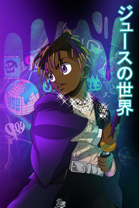 Juice Wrld Anime Rapper Demon Slayer Purple Hd Phone Wallpaper Pxfuel