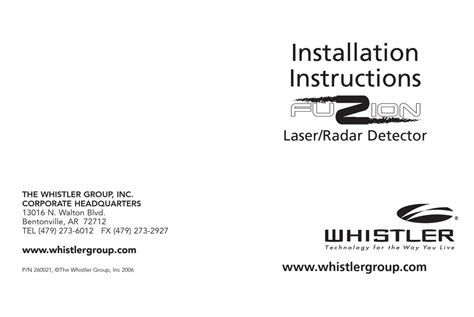 Whistler Fuzion Installation Instructions Manual Pdf Download Manualslib