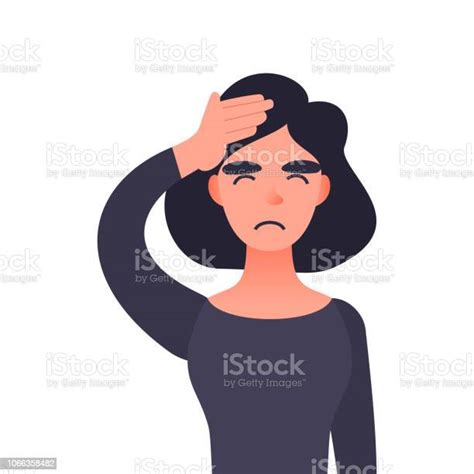 Frustrated Woman With Headache Cartoon Vector Female Character With