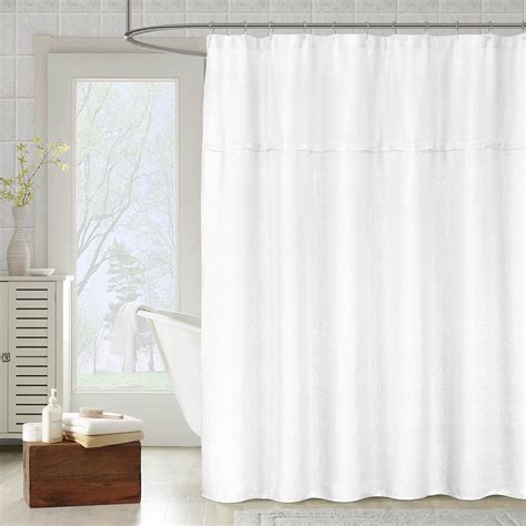 Amazon Com Metallic Fabric Shower Curtain Textured Sheer Fabric 70
