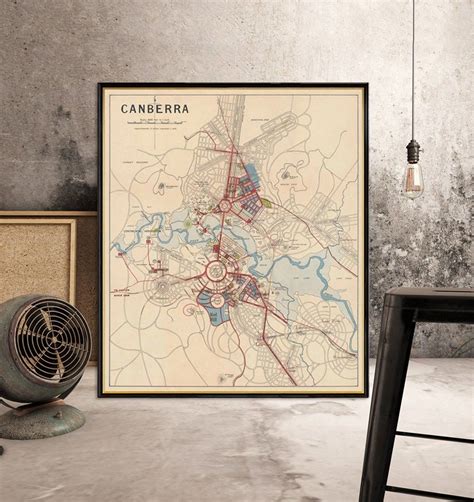 Canberra Map Old Map Of Canberra Print Archival Etsy Old Map