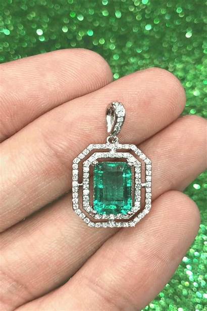 Diamond Emerald Colombian Elongated Rich Necklace Jewelry