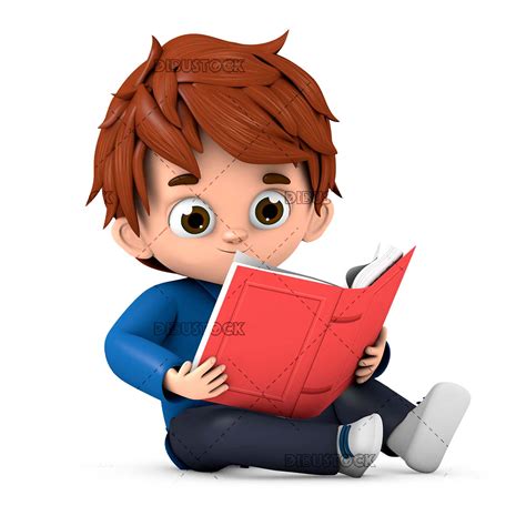 Niño leyendo un libro sentada en el suelo Dibustock Ilustraciones