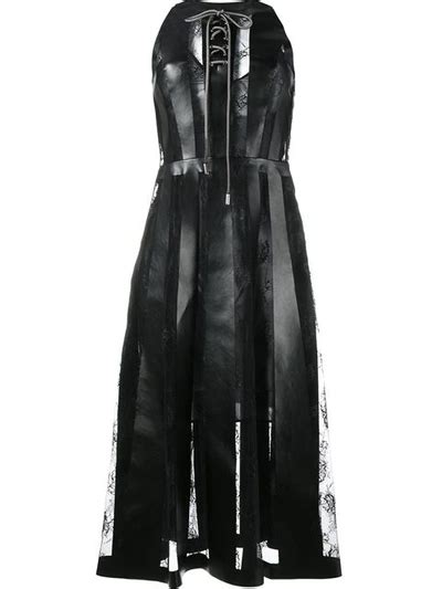christopher kane sleeveless lace and faux leather dress modesens