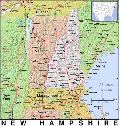 Political Map Of New Hampshire Ezilon Maps